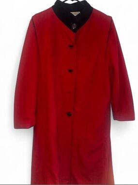 Miracle Red Trench Coat with Black Collar